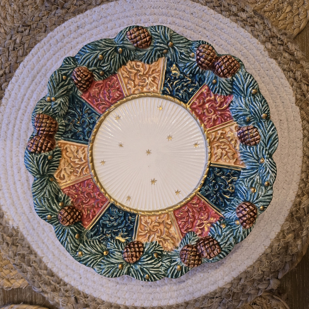 Colorful Pinecone Decorative Plate
